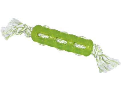 Plávajúca hračka s bavlneným lanom pre šteniatka a psy Nobby TPR sick s lanom 34cm zelená