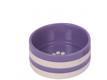 Keramická miska pre psov a mačky s motívom labky Nobby Strio L 1,25l fialová/krémová