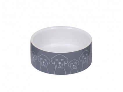 Keramická miska pre psov a mačky v šedo-bielej farby s motívom Nobby Dogs 250ml
