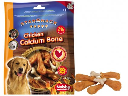 Kalciová kosť pre psy na čistenie zubov Nobby BBQ Chicken Calcium Bone 375g