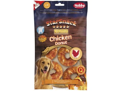 Kurací prírodný pamlsok pre psa Nobby StarSnack BBQ Chicken Donut S  5cm v balení 5ks