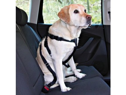 Kvalitný bezpečnostný postroj s opaskom pre psy do auta od Nobby veľkosti M v čiernej farbe