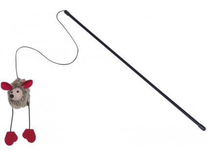 Vábnička s plyšovou myškou so zvukovým efektom pre mačky Nobby s tyčou 50cm