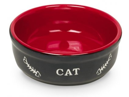 Kvalitná ťažká miska pre mačky s priemerom 13,5cm a objemom 240ml Nobby Cat čierna/červená
