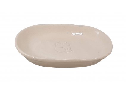 Keramická oválna miska pre mačky na vodu a krmivo od Nobby Jade vo farbe - krémová/lilavá 100ml