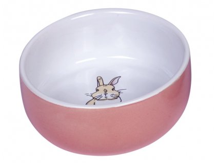 Miska pre králiky, morčatá a hlodavce z keramiky s priemerom 11cm Nobby Rabbit v lososovej farbe