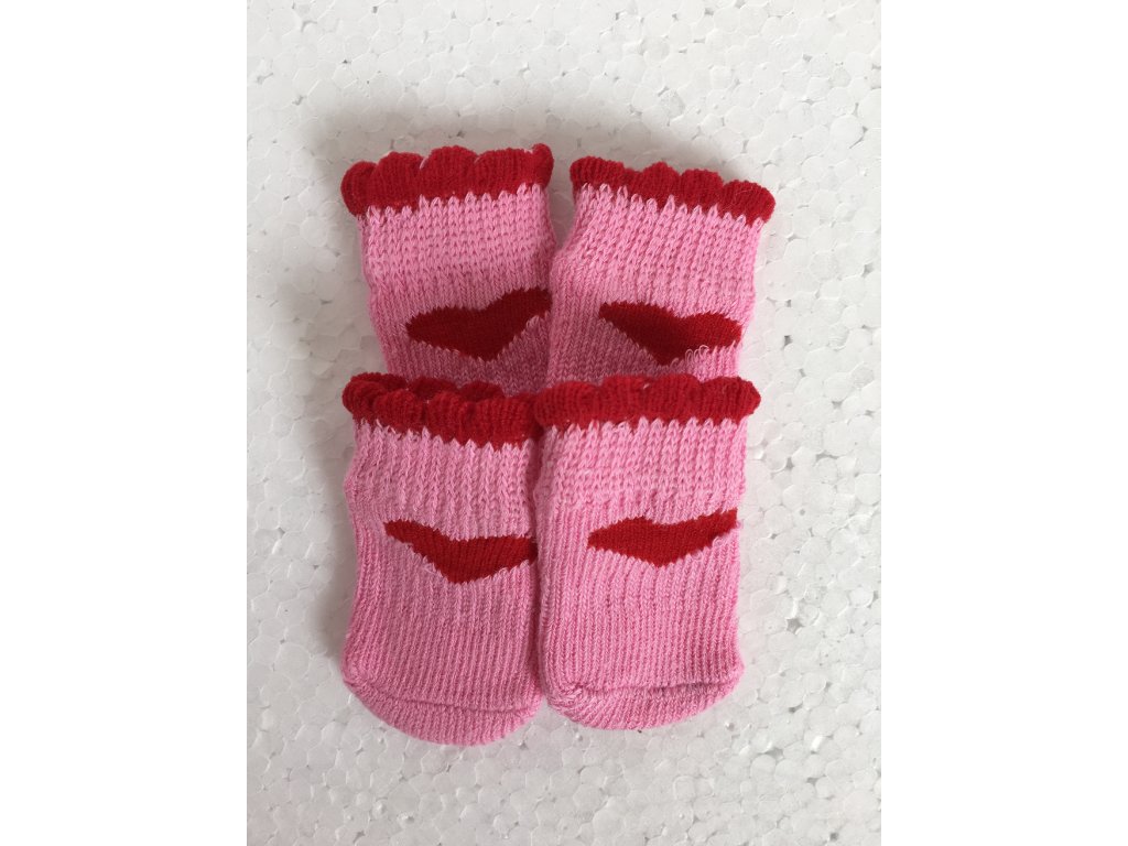 Růžové ponožky se srdíčkem pro psy
