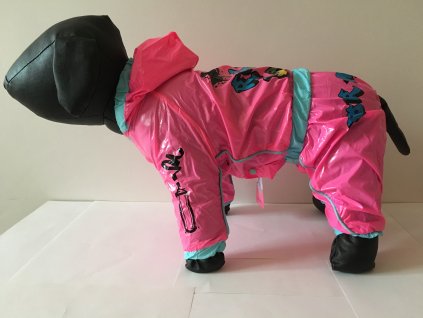 Neonově růžová pláštěnka pro fenky pro psy