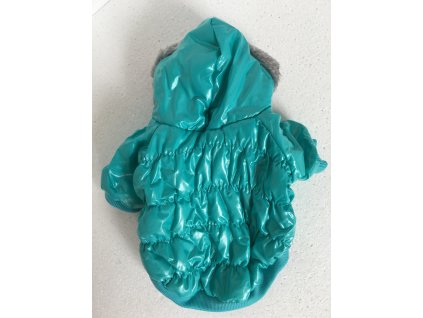 TYRKYSOVÁ PROŠÍVANÁ BUNDA S KAPUCÍ pro psy