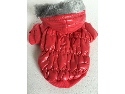 ČERVENÁ PROŠÍVANÁ BUNDA S KAPUCÍ  pro psy
