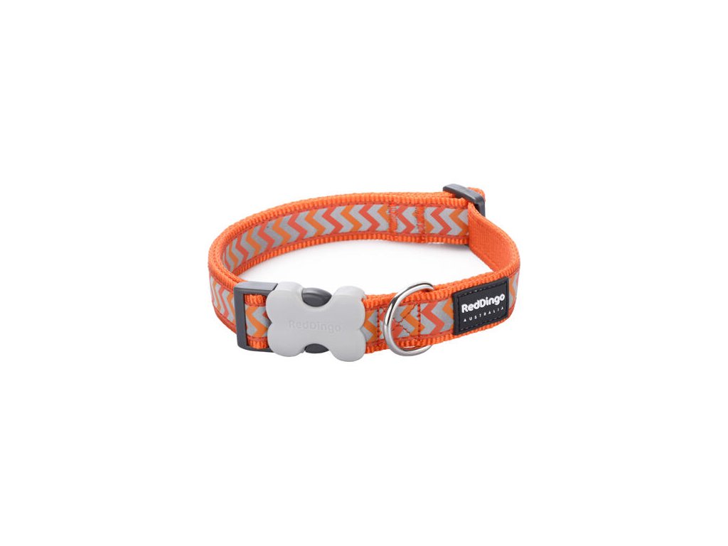 Obojek Red Dingo 12 mm x 20-32 cm - Ziggy Rfx - Oranžová