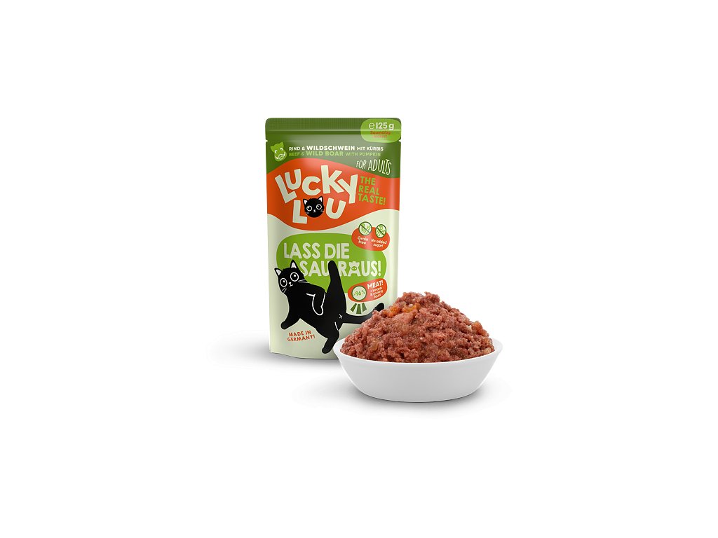 Lucky Lou Lifestage Adult s hovězím masem a divočákem 125 g