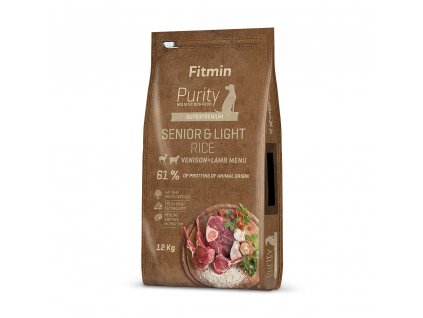fitmin dog purity rice senior light venison lamb 12 kg h L