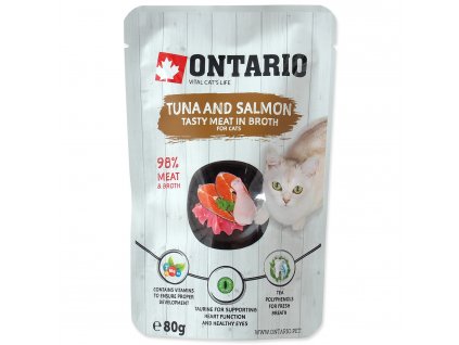 Kapsička ONTARIO Cat Tuna and Salmon in Broth s tuňákem a lososem ve vývaru 80g