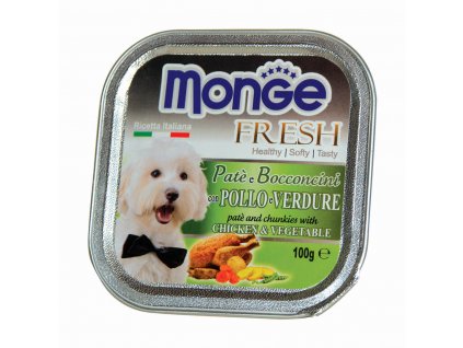 MONGE FRESH - paštika a kousky s kuřetem a zeleninou 100g