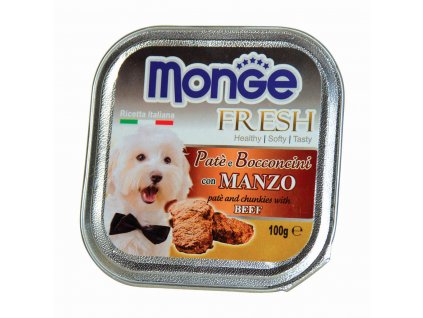 MONGE FRESH - paštika a kousky s hovězím 100 g pro psy