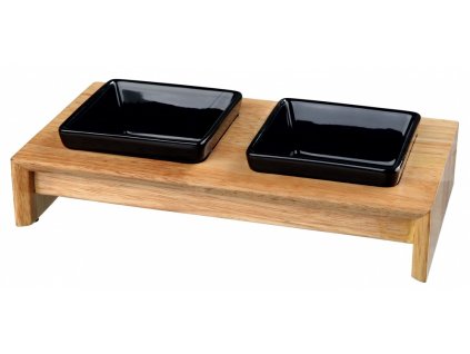 Keramické misky čtveraté v dřevěném stojánku 2x0,4l/13cm