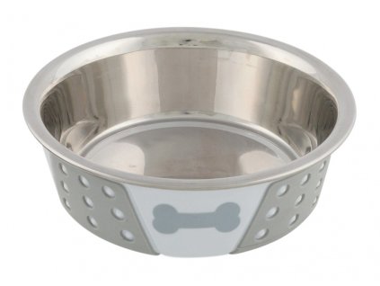 Nerezová miska se silikonovým opláštěním 0,4l/14cm bílo/šedá