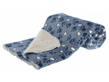 Deka TAMMY 150x100 cm jemný plyš/dlouhý plyš modrá s packami