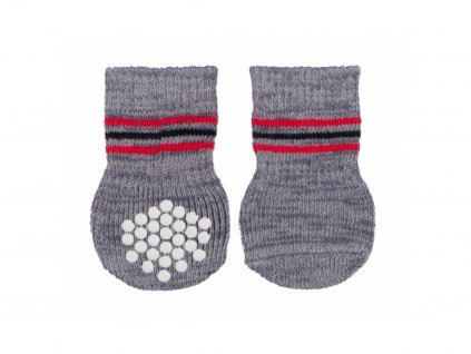 Protiskluzové šedé ponožky, 2 ks pro psy S-M (border kólie)
