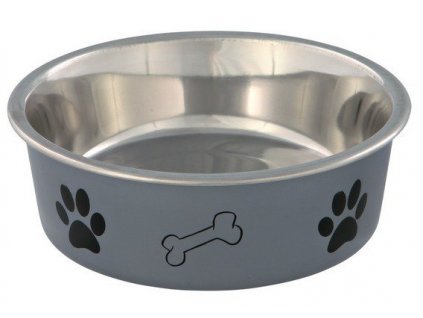 Nerez miska s různobarevným potiskem, tlapka+kost 1,4l/21cm