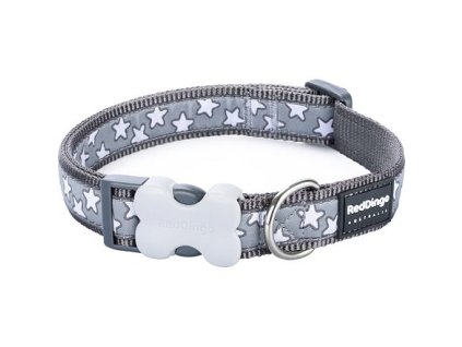 Obojek Red Dingo 15 mm x 24-36 cm - Stars White on Grey