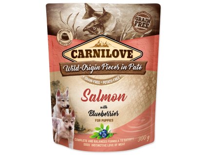 Kapsička Carnilove Dog Puppy losos s borůvkami, paté 300g