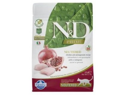 N&D PRIME CAT Neutered Chicken&Pomegranate pro kastrované kuře a granátové jablko 300g