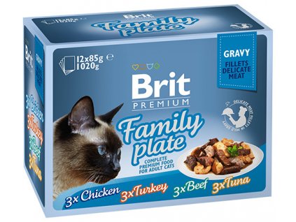 brit premium cat delicate fillets in gravy family plate 1020g 12x85g original