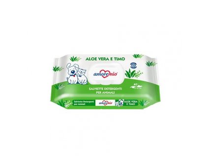AMOREMIO vlhčené čistící ubrousky, aroma Aloe Vera/tymián, 40 ks