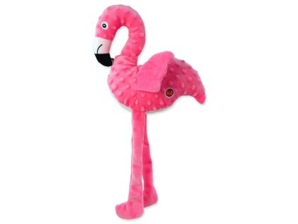 Hračka Dog Fantasy Recycled Toy plameňák pískací se šustícími křídly 49cm