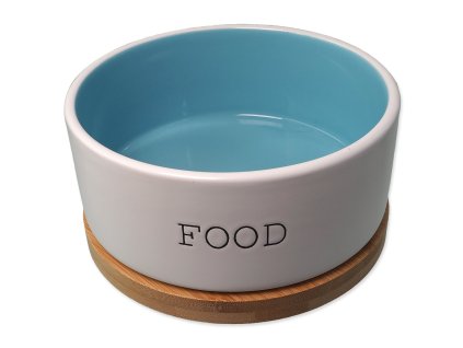 Miska Dog Fantasy keramická FOOD bílá/modrá s podtáckem 16x6,5cm, 850ml