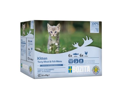 Bozita Cat Kitten kousky v omáčce s kuřecím, kapsička 85 g (12 pack)
