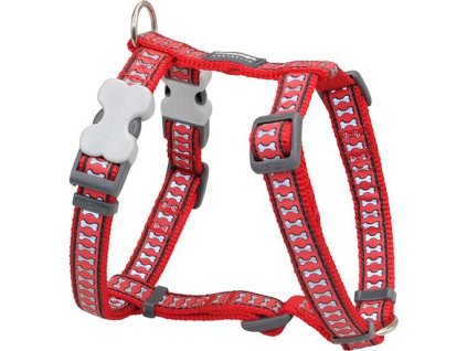 Postroj Red Dingo 12 mm x 30-44 cm - Bones Reflexní - Červená