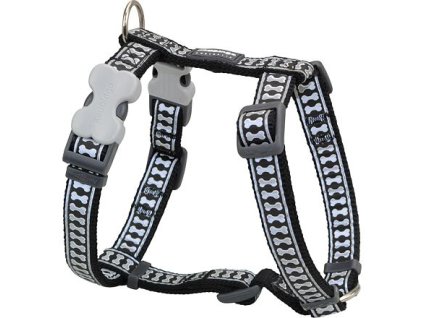 Postroj Red Dingo 25 mm x 56-80 cm - Bones Reflexní - Černá