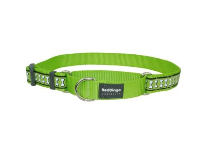 Obojek polostahovací Red Dingo 20 mm x 33-50 cm - Bones Reflexní- Limetková