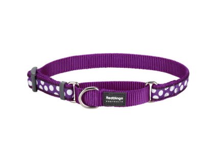 Obojek polostahovacíRed Dingo 20 mm x 33-50 cm- White Spots on Purple
