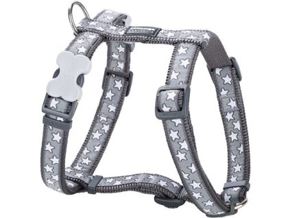 Postroj Red Dingo 12 mm x 30-44 cm - Stars White on Grey