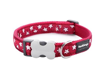 Obojek Red Dingo 15 mm x 24-36 cm - Stars White on Red