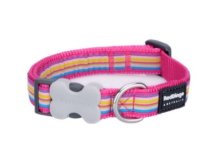 Obojek Red Dingo 12 mm x 20-32 cm - Horizontal Stripes Hot Pink