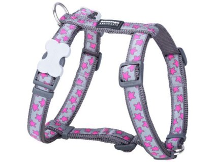 Postroj Red Dingo 20 mm x 45-66 cm - Hot Pink Stars on Grey