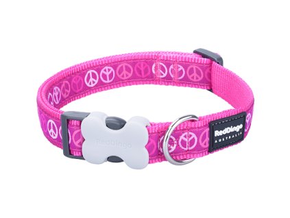 Obojek Red Dingo 20 mm x 30-47 cm - Peace TmavěRůžová