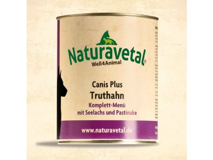 Naturavetal Canis Plus konzerva Krůtí maso s lososem a pastiňákem 400g