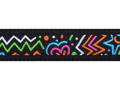 Red Dingo vodítko přepínací – Squiggles Black – 20 mm x 2 m