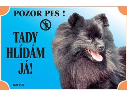 Barevná cedulka Pozor pes Černý špic