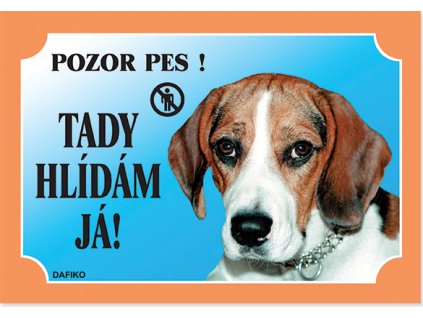 Barevná cedulka Pozor pes Beagle