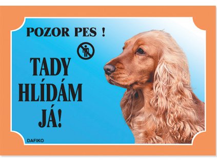 Barevná cedulka Pozor pes Anglický kokr zlatý