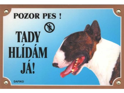 Barevná cedulka Pozor pes Bullterier