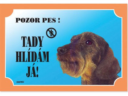 Barevná cedulka Pozor pes Jezevčík hrubosrstý