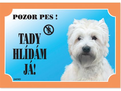 Barevná cedulka Pozor pes West highland white terier